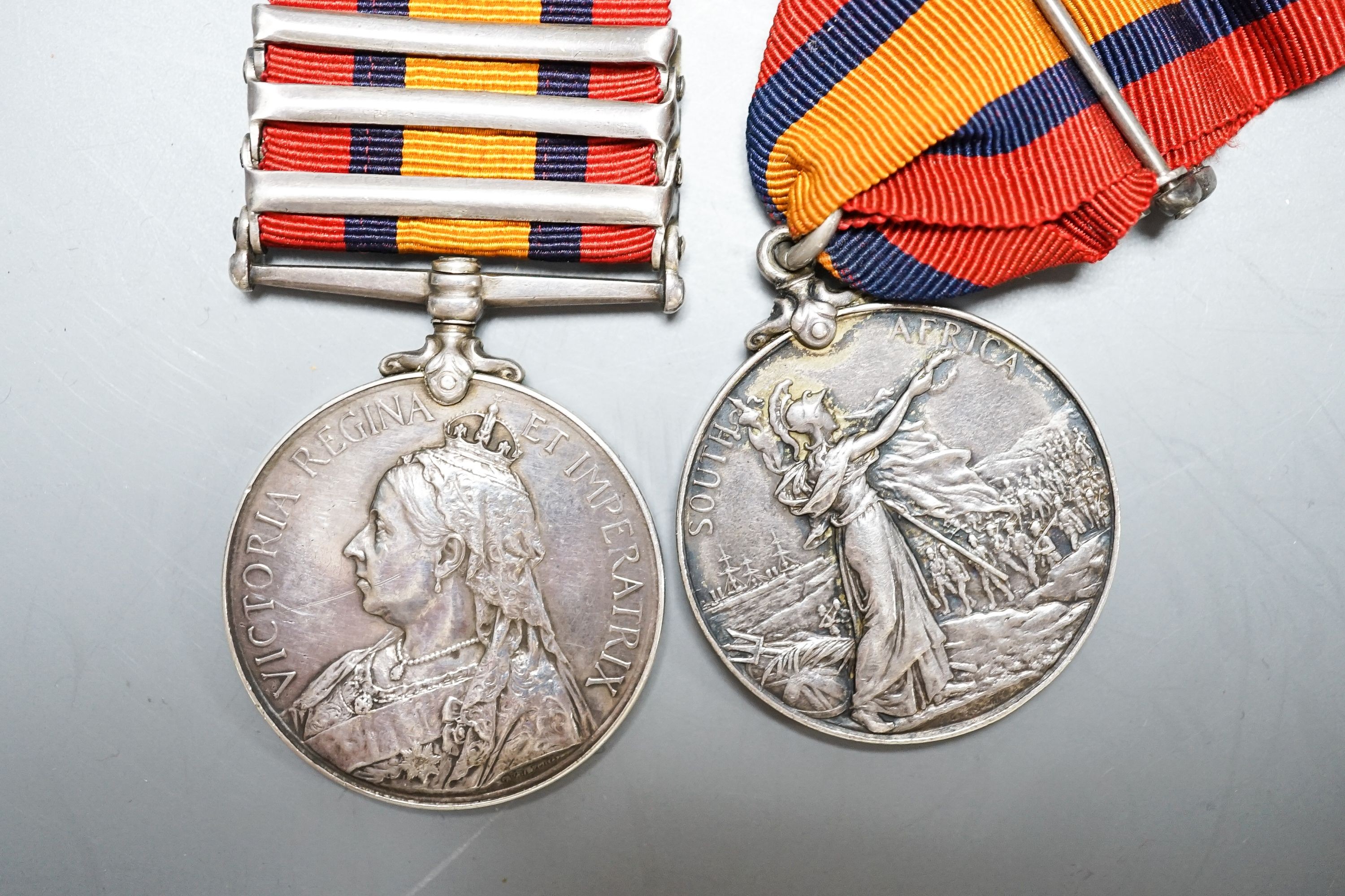 Two QSA medals to 2557 PTE. C. ROFFE : RL : WT: SURREY REGT. with Relief of Ladysmith clasp, and to 1046 PTE. E.N. WILLIAMS. CAPE POLICE. with South Africa 1901 and 1902 and Cape Colony clasps